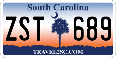 SC license plate ZST689
