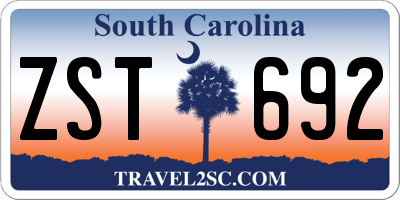 SC license plate ZST692