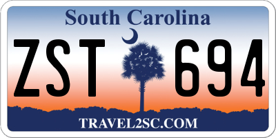 SC license plate ZST694