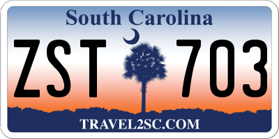SC license plate ZST703