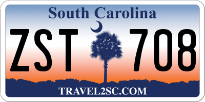 SC license plate ZST708