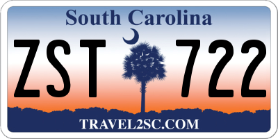 SC license plate ZST722