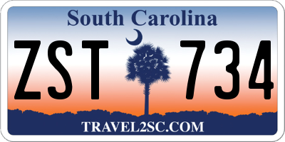 SC license plate ZST734