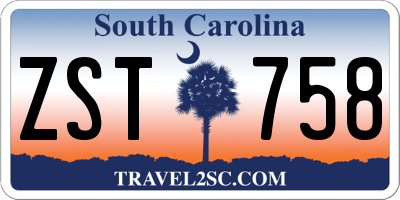SC license plate ZST758