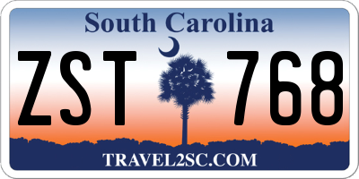 SC license plate ZST768