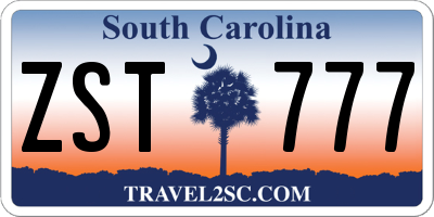 SC license plate ZST777