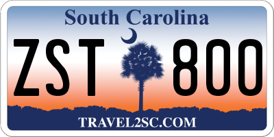 SC license plate ZST800