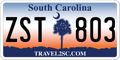 SC license plate ZST803