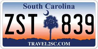 SC license plate ZST839
