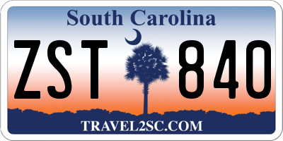 SC license plate ZST840