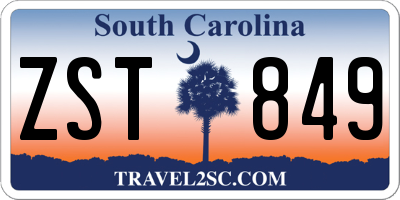SC license plate ZST849