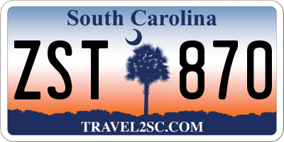 SC license plate ZST870