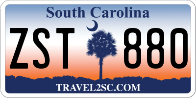 SC license plate ZST880