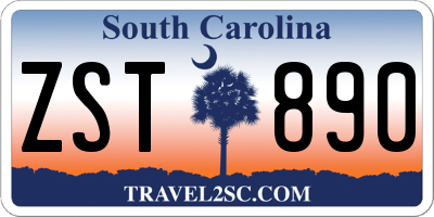 SC license plate ZST890