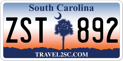 SC license plate ZST892
