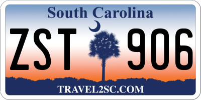SC license plate ZST906