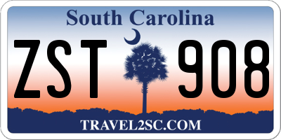 SC license plate ZST908