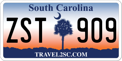 SC license plate ZST909