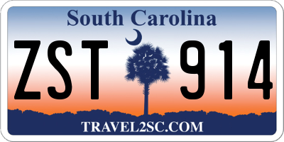 SC license plate ZST914