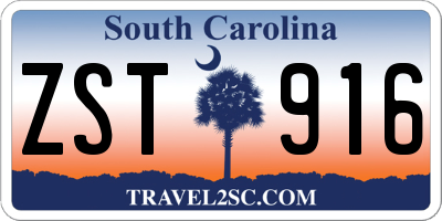 SC license plate ZST916