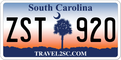 SC license plate ZST920