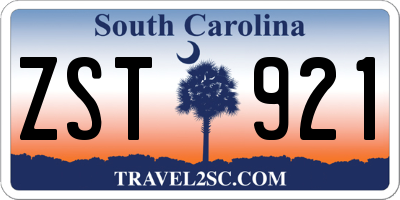 SC license plate ZST921