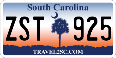 SC license plate ZST925