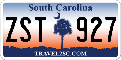 SC license plate ZST927