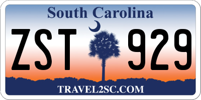 SC license plate ZST929