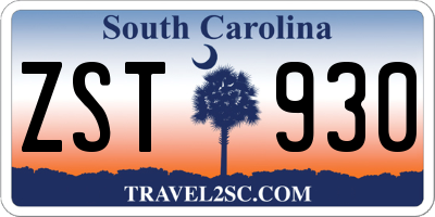 SC license plate ZST930