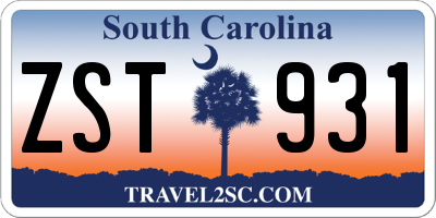 SC license plate ZST931
