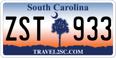 SC license plate ZST933