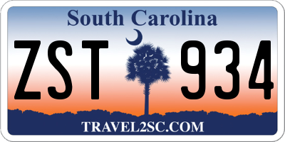 SC license plate ZST934