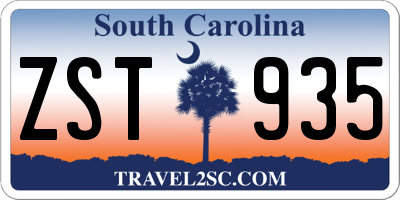 SC license plate ZST935
