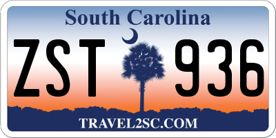 SC license plate ZST936