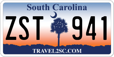 SC license plate ZST941