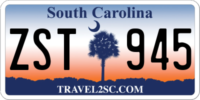 SC license plate ZST945