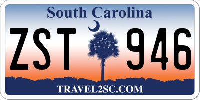 SC license plate ZST946