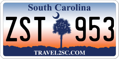 SC license plate ZST953
