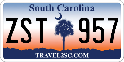 SC license plate ZST957