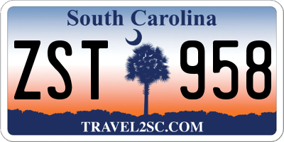 SC license plate ZST958