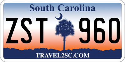 SC license plate ZST960