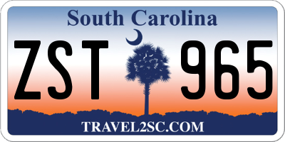 SC license plate ZST965