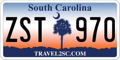 SC license plate ZST970