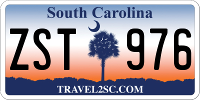 SC license plate ZST976