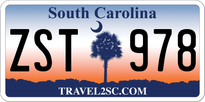 SC license plate ZST978