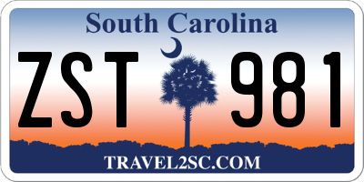 SC license plate ZST981