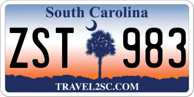 SC license plate ZST983