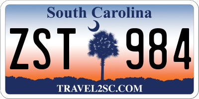SC license plate ZST984