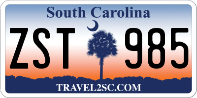 SC license plate ZST985